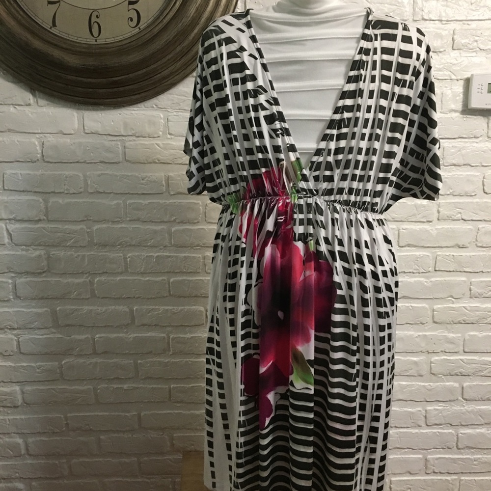 Mi Manchi v-neck striped black and white dress